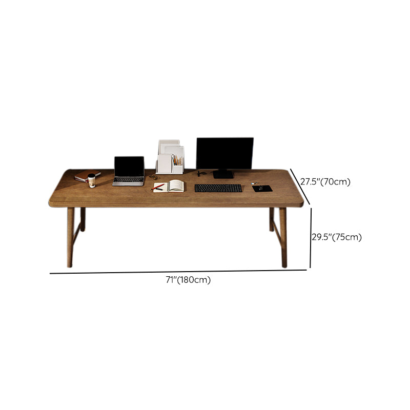 Solid Wood Rectangle Writing Desk Modern 29.53" Tall Office Desk with H-Base