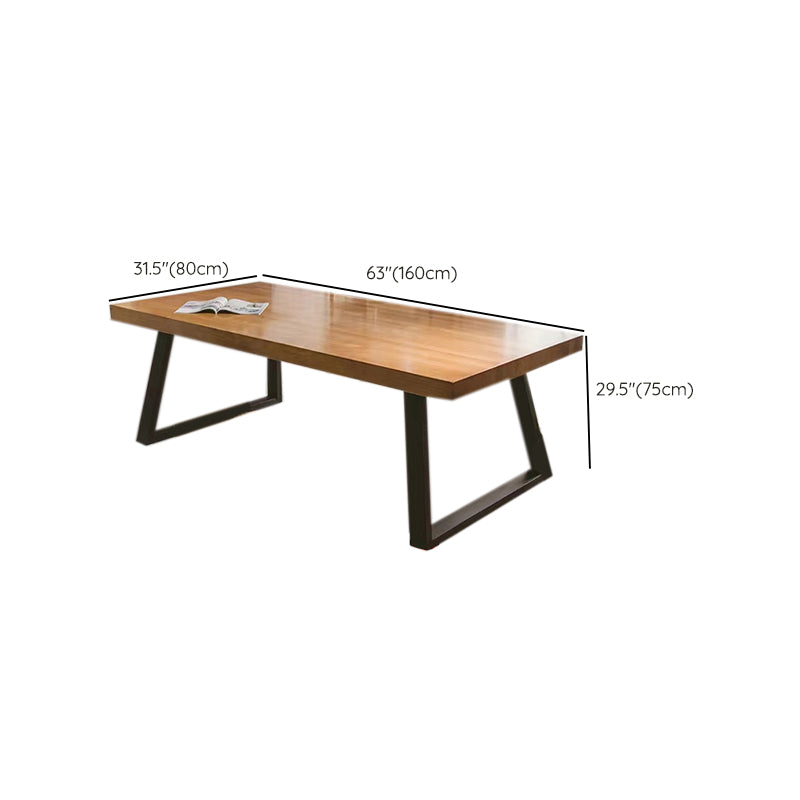 Industrial Solid Wood Rectangular Office Desk Sled Base 29.53" Tall Writing Desk