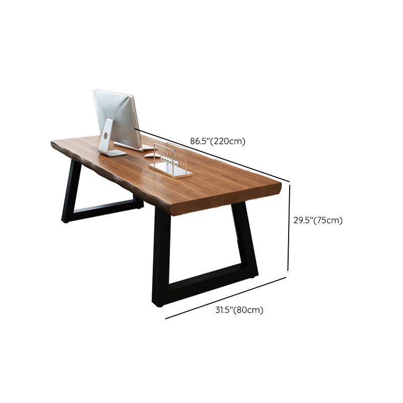 Industrial Solid Wood Rectangular Office Desk Sled Base 29.53" Tall Writing Desk