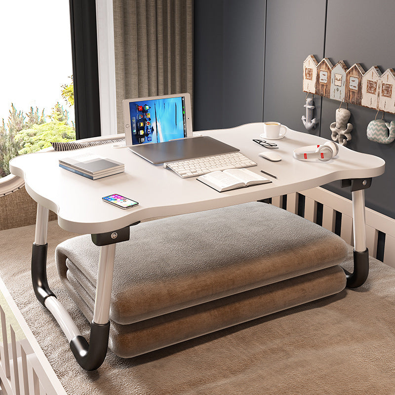 Folding Writing Desk Irregular Shape Task Desk with 2-Legs for Home