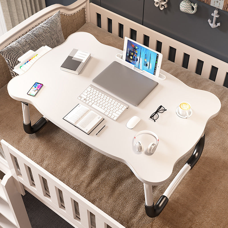 Folding Writing Desk Irregular Shape Task Desk with 2-Legs for Home