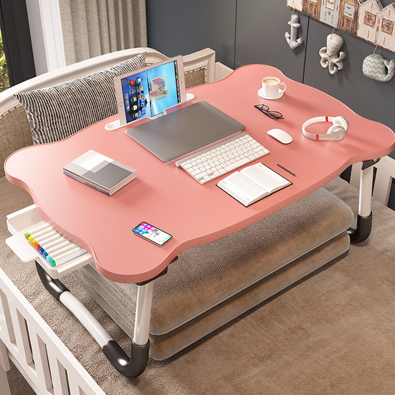 Folding Writing Desk Irregular Shape Task Desk with 2-Legs for Home