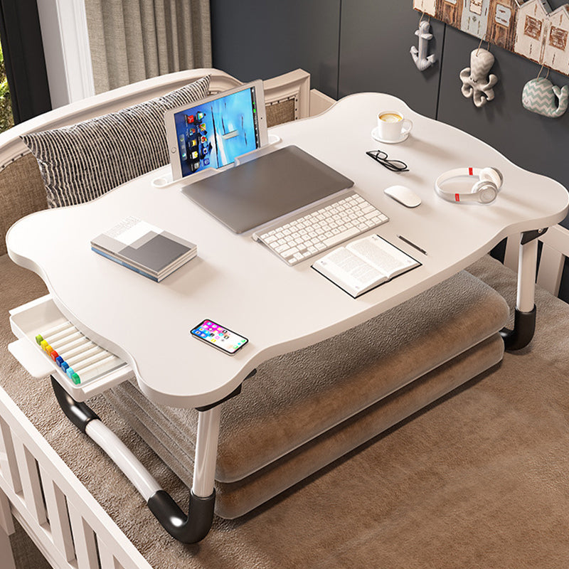 Folding Writing Desk Irregular Shape Task Desk with 2-Legs for Home