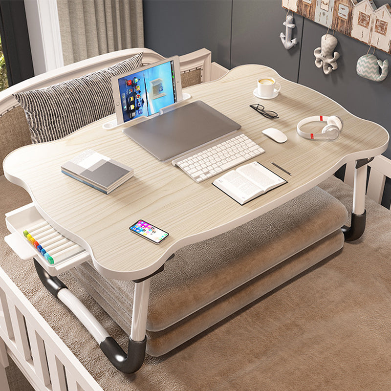 Folding Writing Desk Irregular Shape Task Desk with 2-Legs for Home