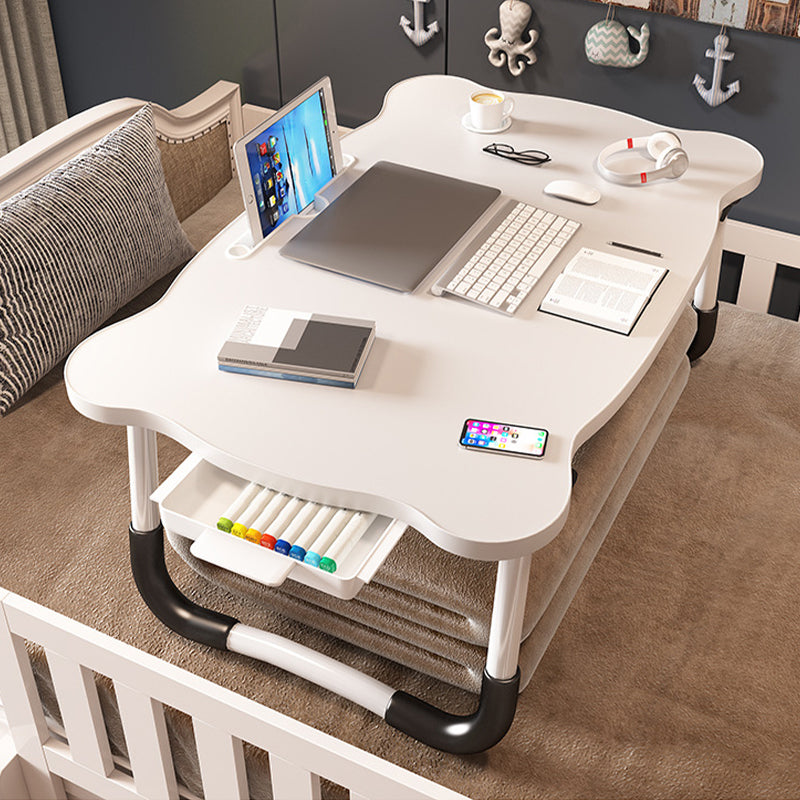 Folding Writing Desk Irregular Shape Task Desk with 2-Legs for Home