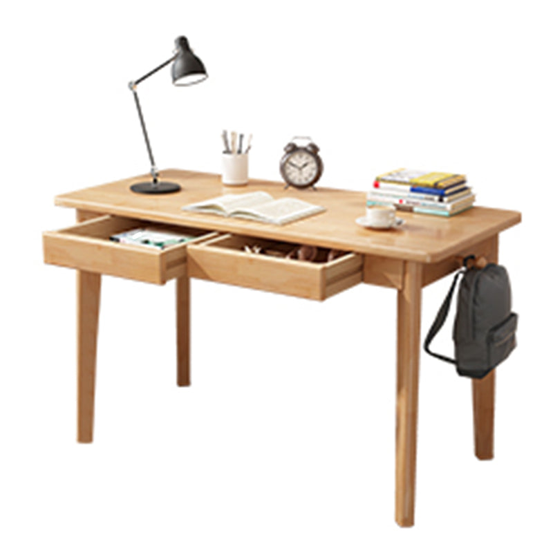 Solid Wood Rectangle Writing Desk Parsons Base 29.53-inch Tall Office Desk