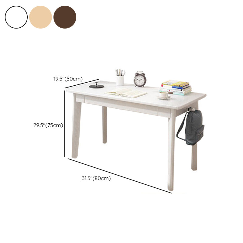 Solid Wood Rectangle Writing Desk Parsons Base 29.53-inch Tall Office Desk