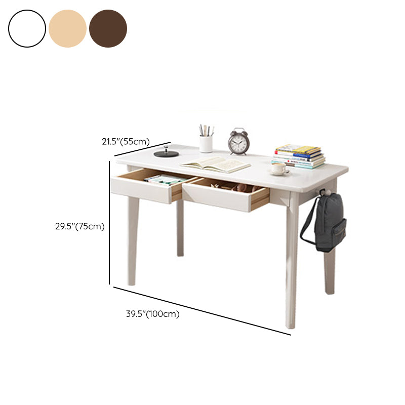 Solid Wood Rectangle Writing Desk Parsons Base 29.53-inch Tall Office Desk