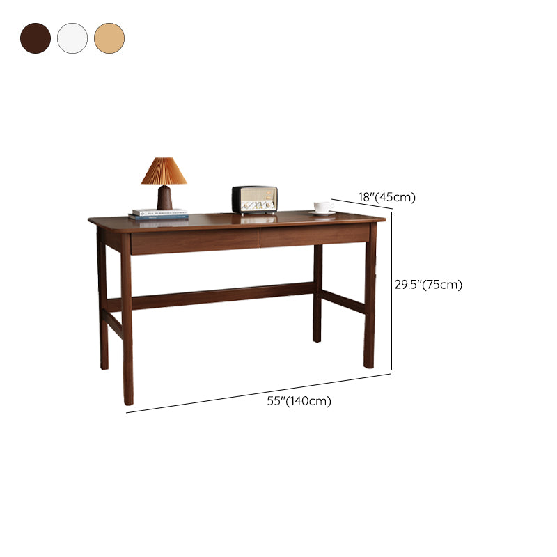 Wooden Task Desk Rectangular Shaped Natural/White/Brown Office Desk with 1/2 Drawers