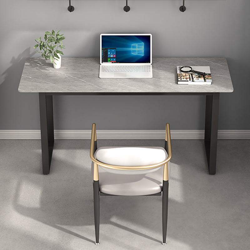 Rectangular Shaped Office Task Desk Stone Writing Desk in Grey