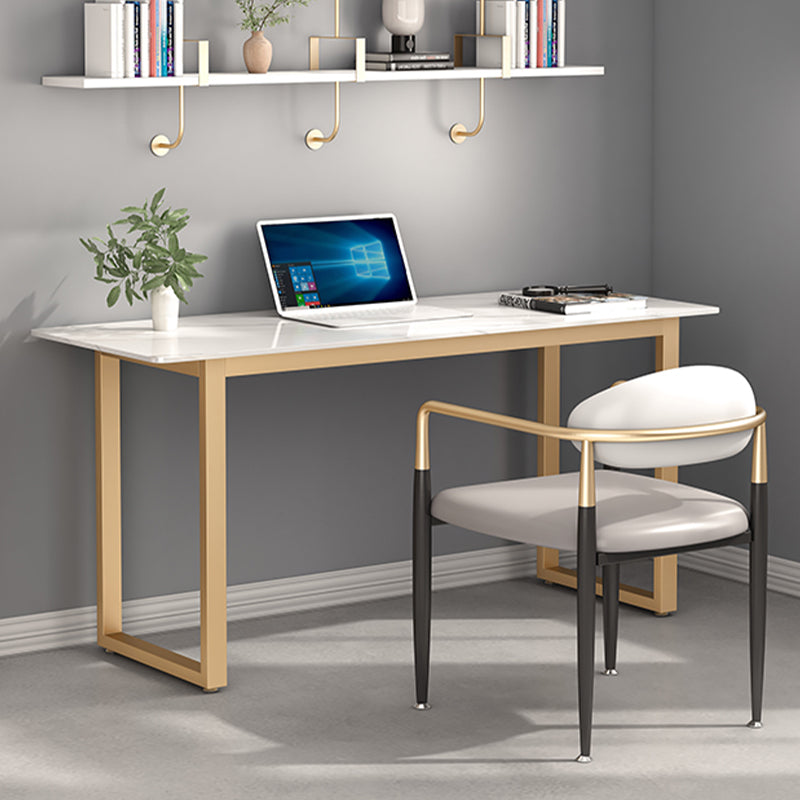 Rectangular Shaped Office Task Desk Stone Writing Desk in Grey