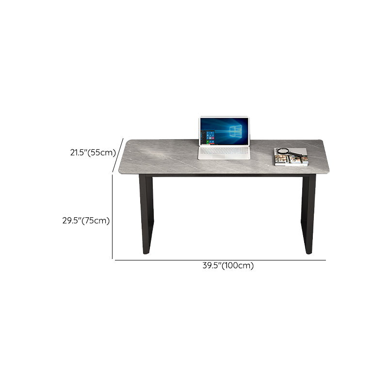 Rectangular Shaped Office Task Desk Stone Writing Desk in Grey