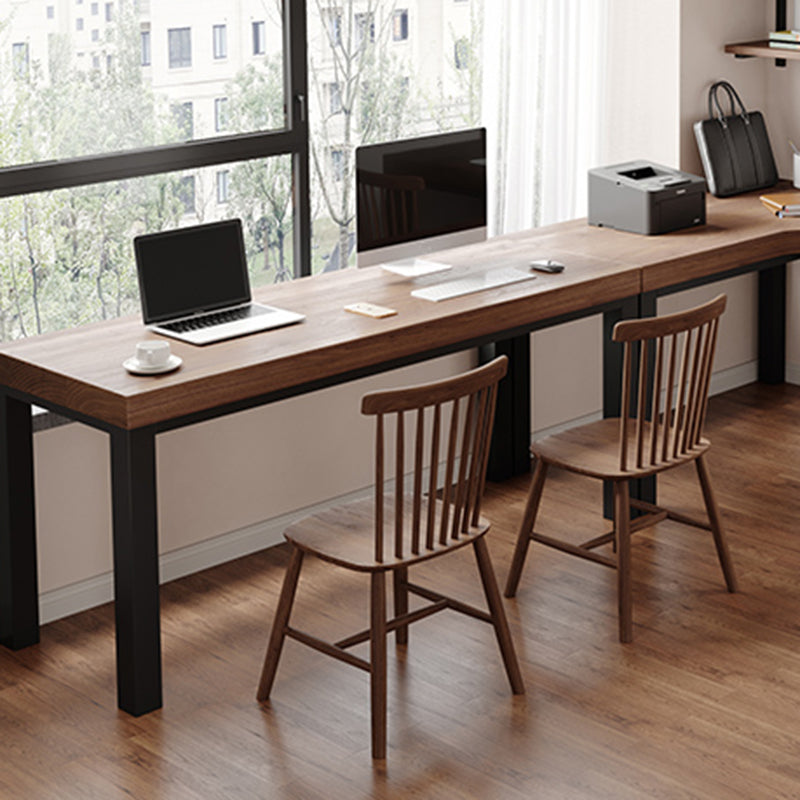 Modern Solid Wood Office Desk L-Shape Task Desk with 5-Legs for Home