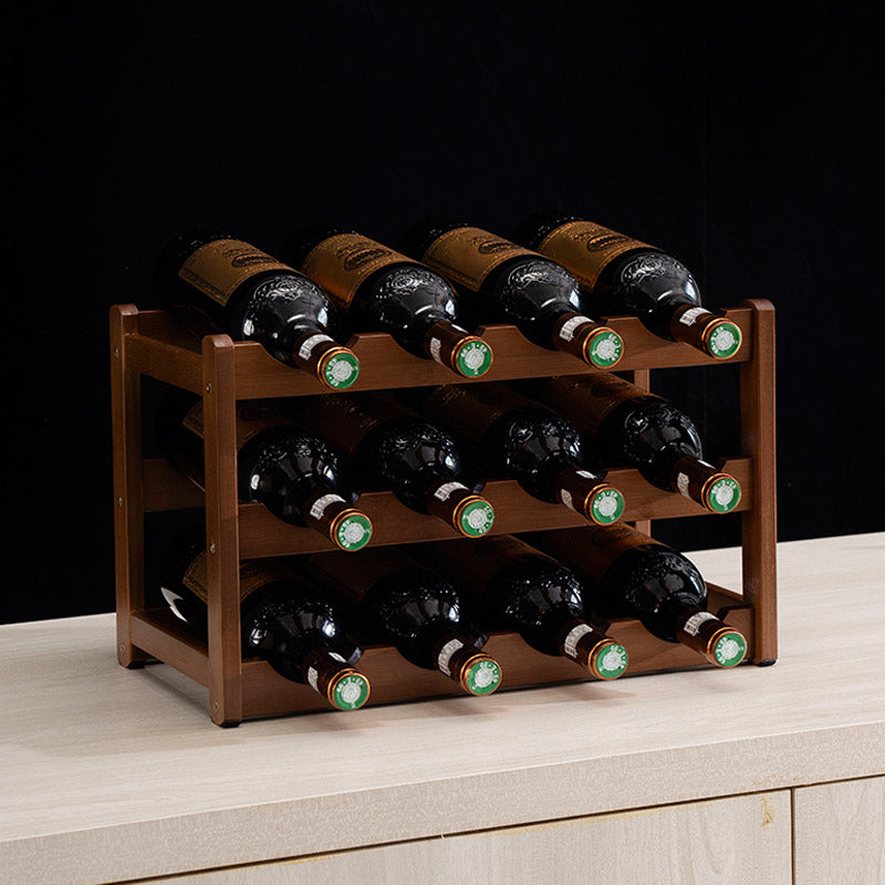 Modern Wine Rack Solid Wood Wine Bottle Rack for Living Room