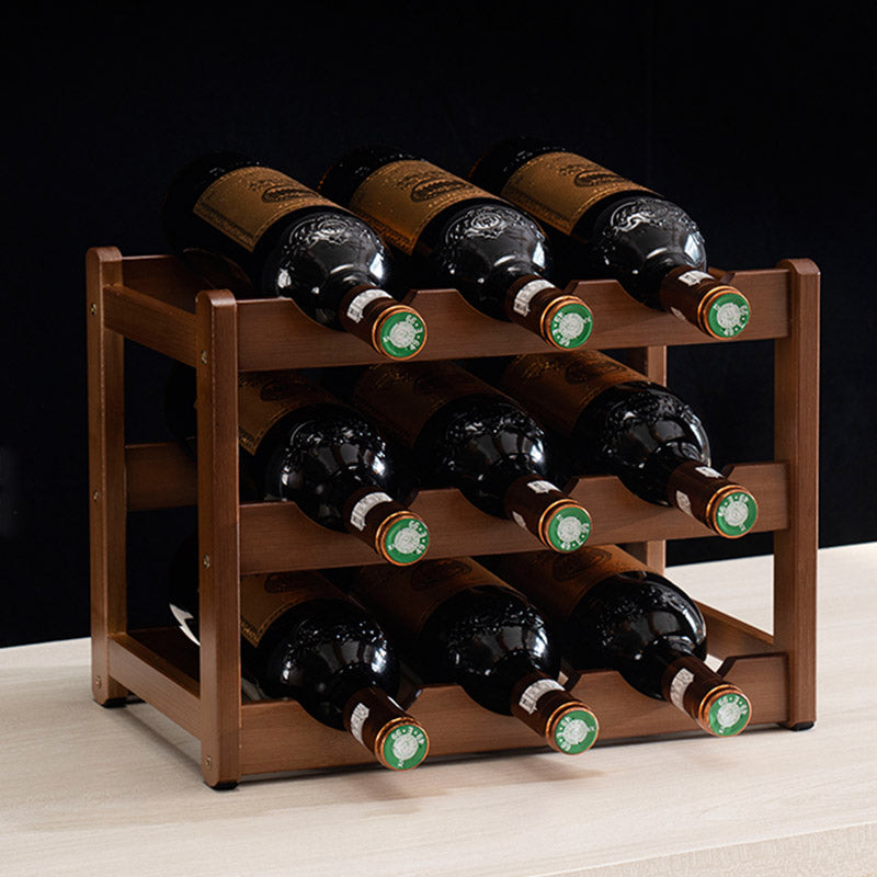 Modern Wine Rack Solid Wood Wine Bottle Rack for Living Room