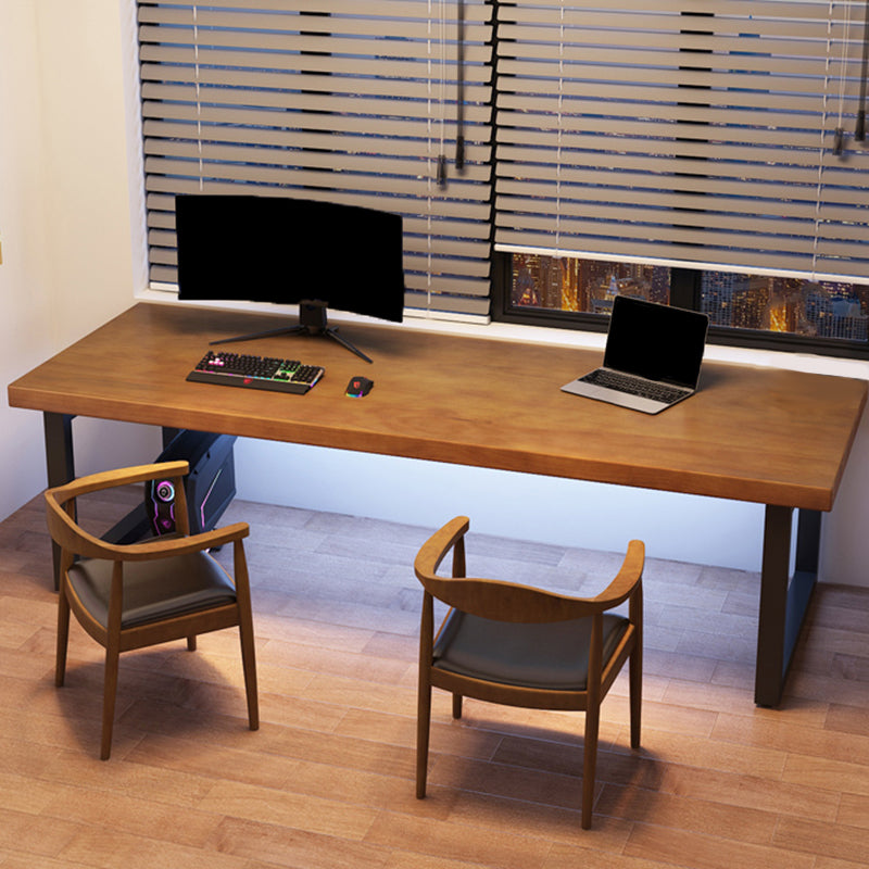 Modern Solid Wood Gaming Desk 29.53" Tall Rectangular Computer Desk with Sled Base