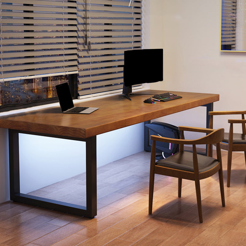 Modern Solid Wood Gaming Desk 29.53" Tall Rectangular Computer Desk with Sled Base