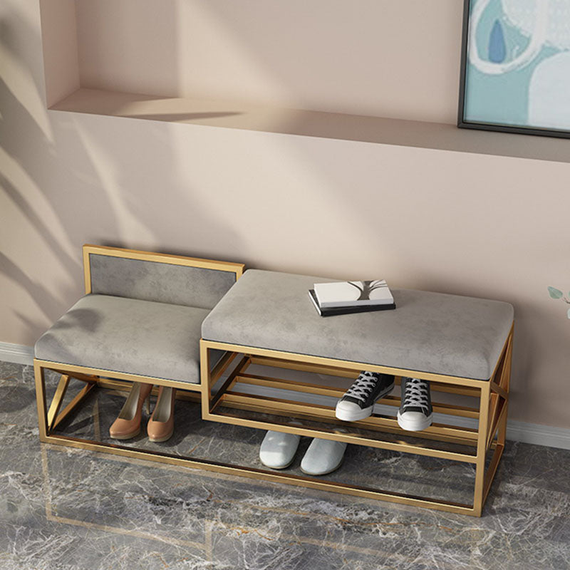 Modern Entryway Bench Cushioned Metal Seating Bench with Shoe Storage , 14" W