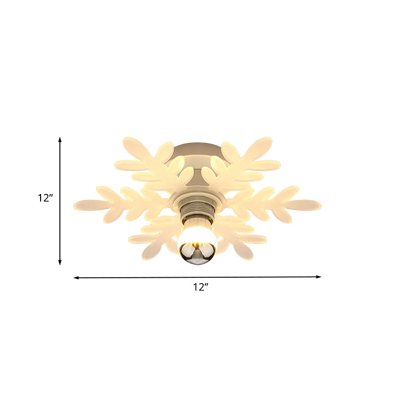 Olivenzweig halb Flushmount Nordic Acryl 1 Kopf weiße LED -LED -LED -Lampe für Flur in weiß/warmem Licht