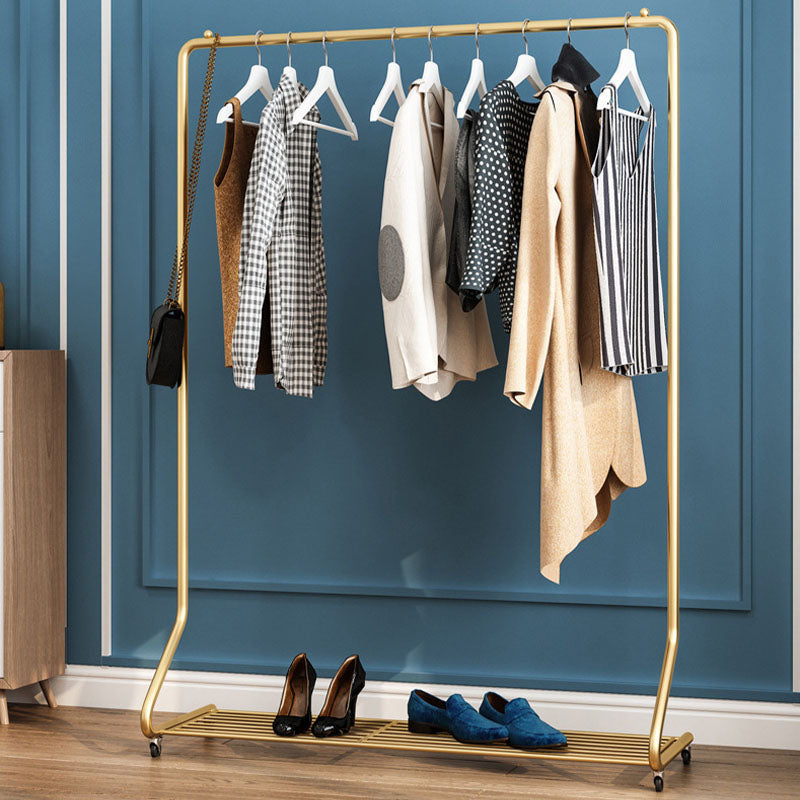 Luxurious Coat Hanger Free Standing Solid Color Metal Coat Rack with Shelf