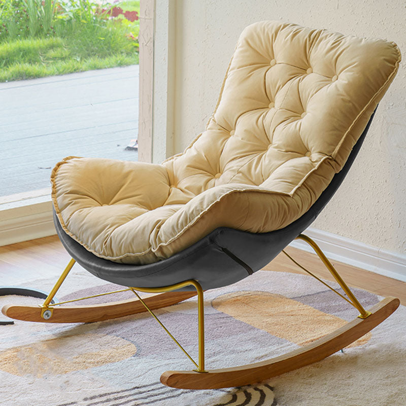 Modern Light Luxury Leisure Lazy Sofa Chair Lounge Upholstered Rocking Chair
