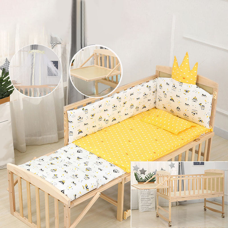 Coir Fiber Nursery Bed Pine Modern Convertible Crib with Casters