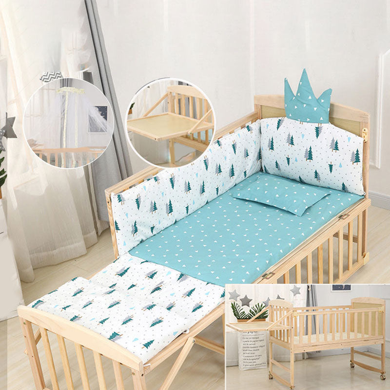 Coir Fiber Nursery Bed Pine Modern Convertible Crib with Casters