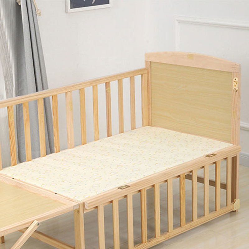 Coir Fiber Nursery Bed Pine Modern Convertible Crib with Casters