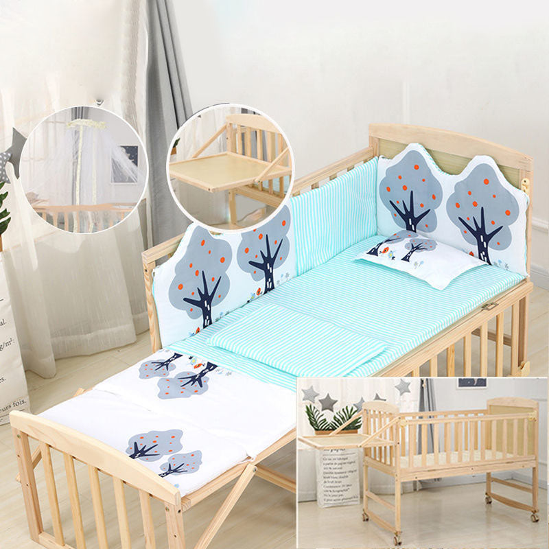 Coir Fiber Nursery Bed Pine Modern Convertible Crib with Casters