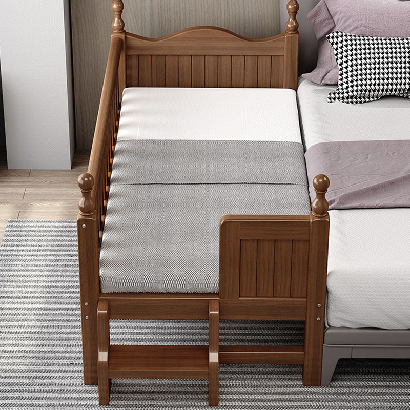 Traditional Brown Baby Crib with 3/4 Guardrail in Solid Wood