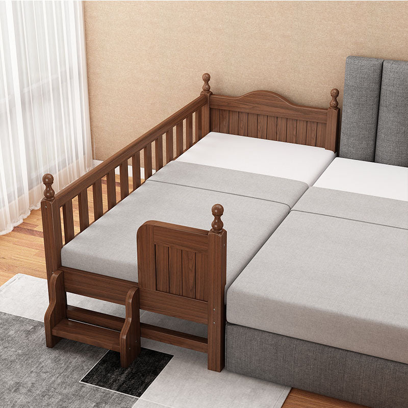 Traditional Brown Baby Crib with 3/4 Guardrail in Solid Wood