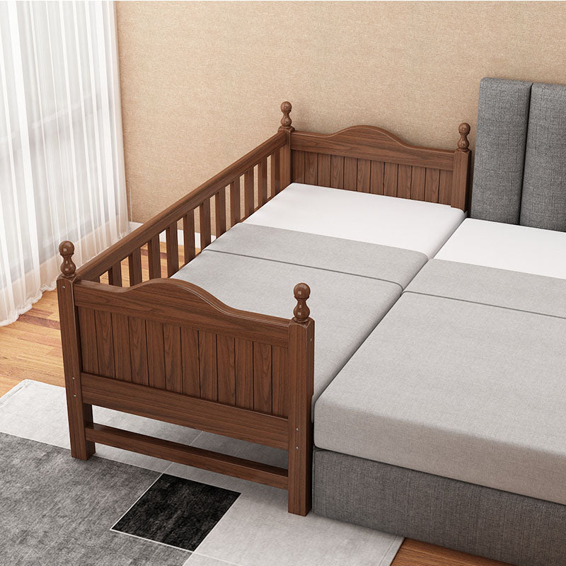 Traditional Brown Baby Crib with 3/4 Guardrail in Solid Wood