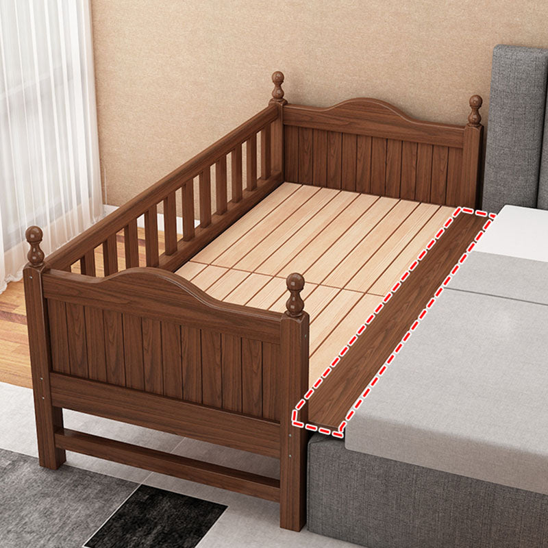 Traditional Brown Baby Crib with 3/4 Guardrail in Solid Wood