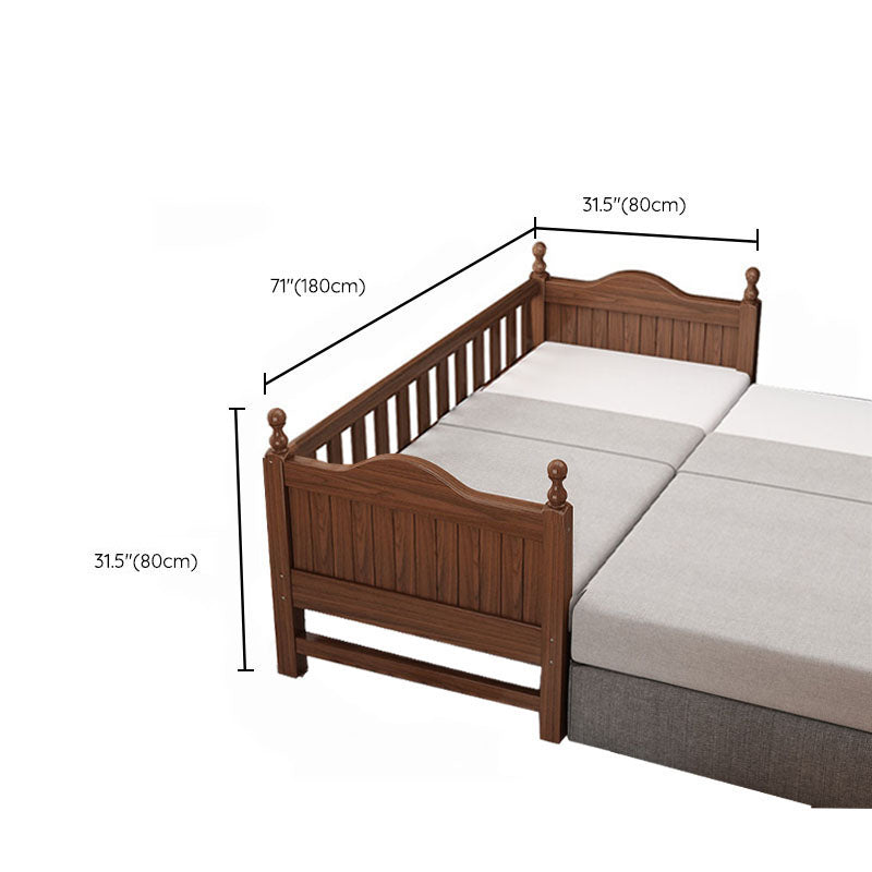 Traditional Brown Baby Crib with 3/4 Guardrail in Solid Wood