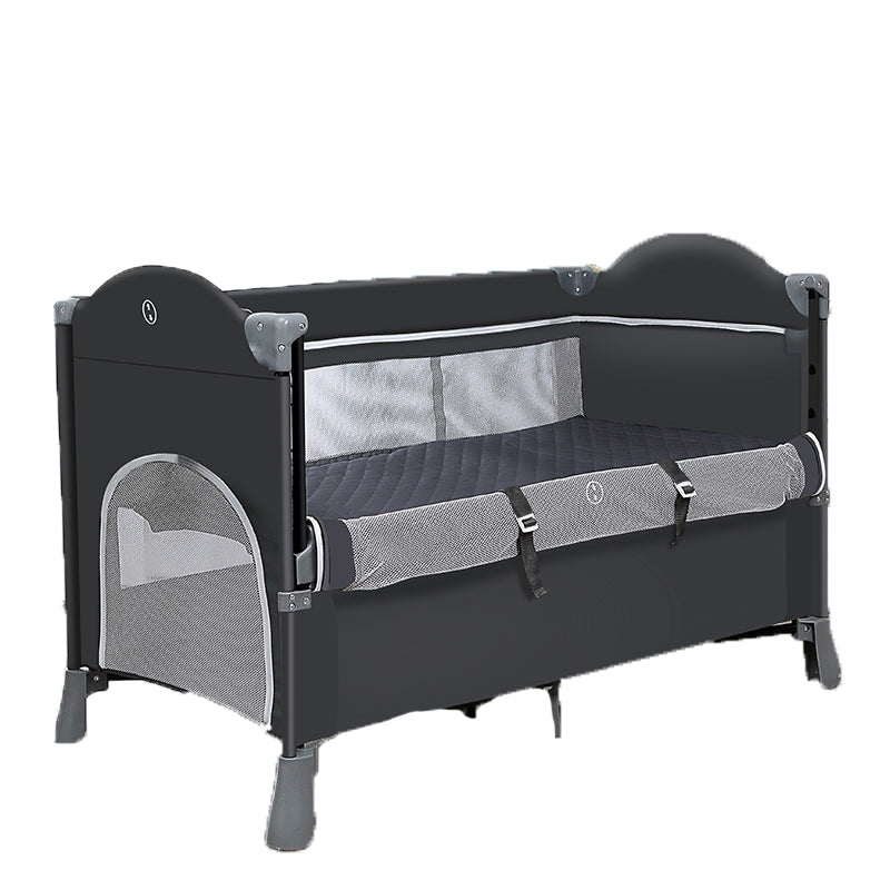 Modern Nursery Crib with Mattress and Casters Arched Crib in Iron