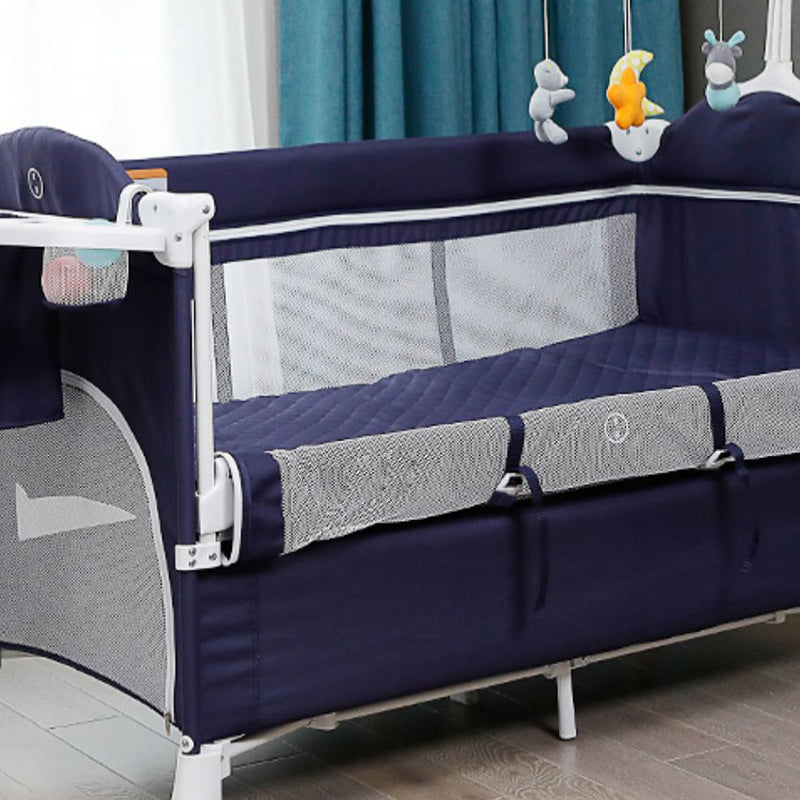 Modern Nursery Crib with Mattress and Casters Arched Crib in Iron