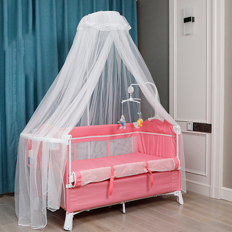 Modern Nursery Crib with Mattress and Casters Arched Crib in Iron