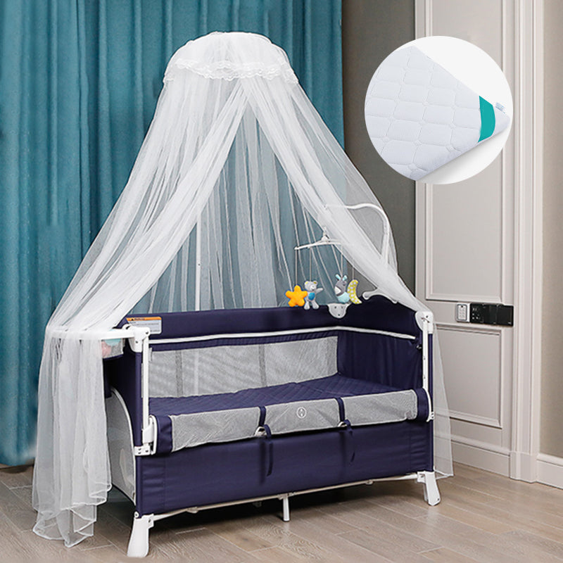 Modern Nursery Crib with Mattress and Casters Arched Crib in Iron