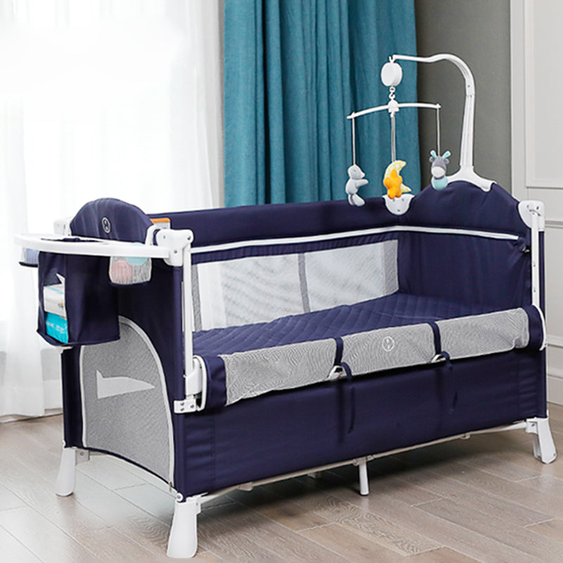 Modern Nursery Crib with Mattress and Casters Arched Crib in Iron