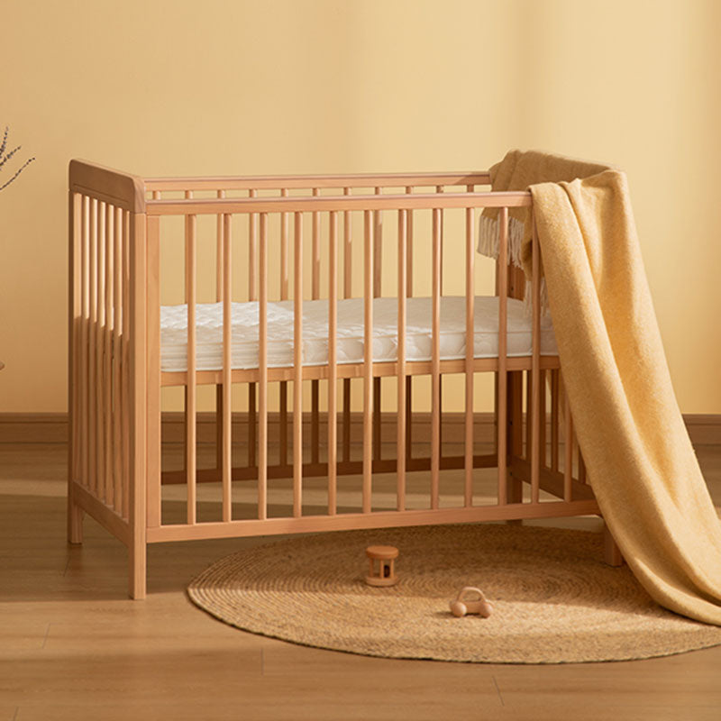 Contemporary Natural Baby Crib in Pine Wood 2-in-1 Convertible Crib