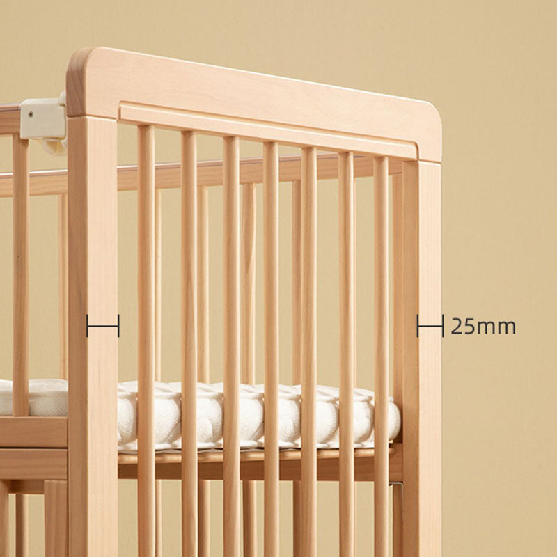 Contemporary Natural Baby Crib in Pine Wood 2-in-1 Convertible Crib