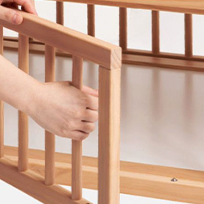 Contemporary Natural Baby Crib in Pine Wood 2-in-1 Convertible Crib