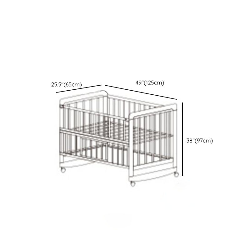 Contemporary Natural Baby Crib in Pine Wood 2-in-1 Convertible Crib