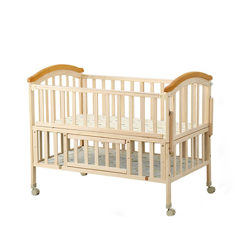 Contemporary Solid Wood Baby Crib with Under Crib Storage in Natural