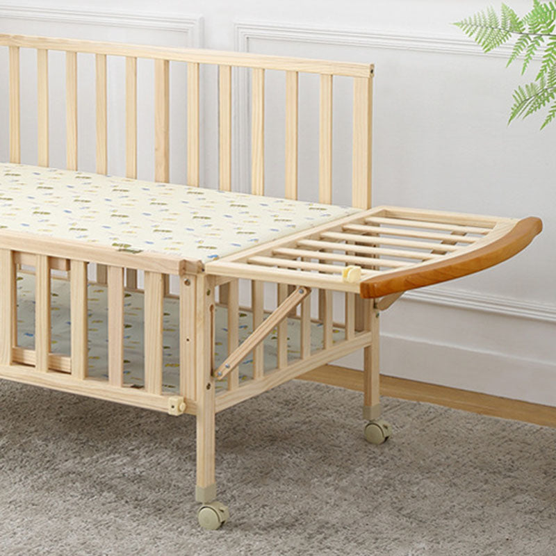 Contemporary Solid Wood Baby Crib with Under Crib Storage in Natural