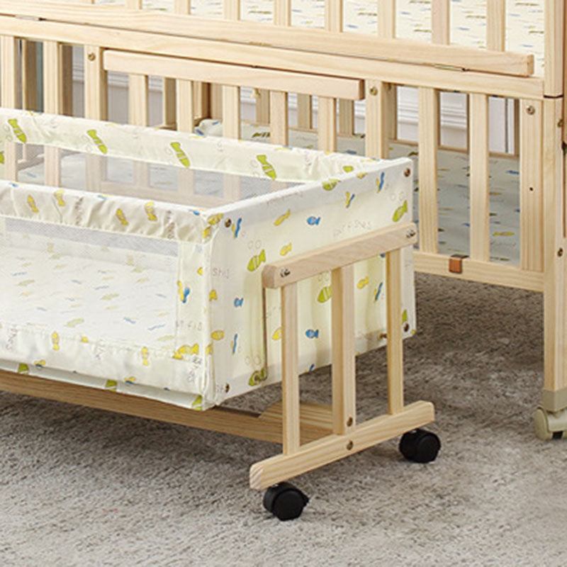 Contemporary Solid Wood Baby Crib with Under Crib Storage in Natural