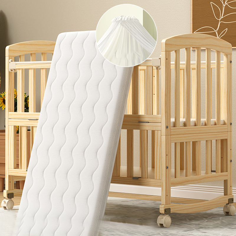 Solid Wood Baby Crib Modern Nursery Bed with Adjustable Height