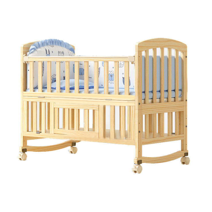 Solid Wood Baby Crib Modern Nursery Bed with Adjustable Height