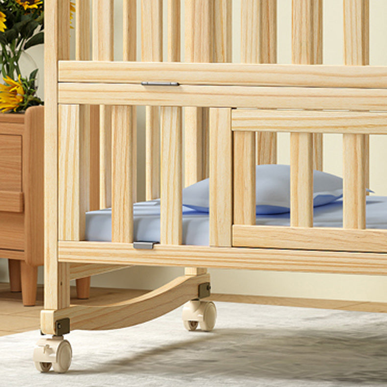 Solid Wood Baby Crib Modern Nursery Bed with Adjustable Height