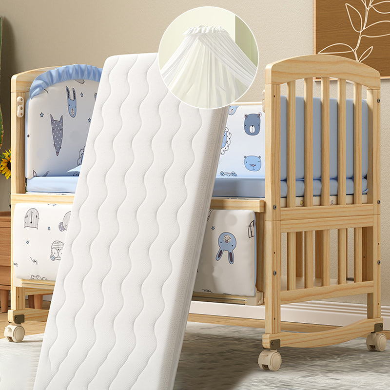 Solid Wood Baby Crib Modern Nursery Bed with Adjustable Height